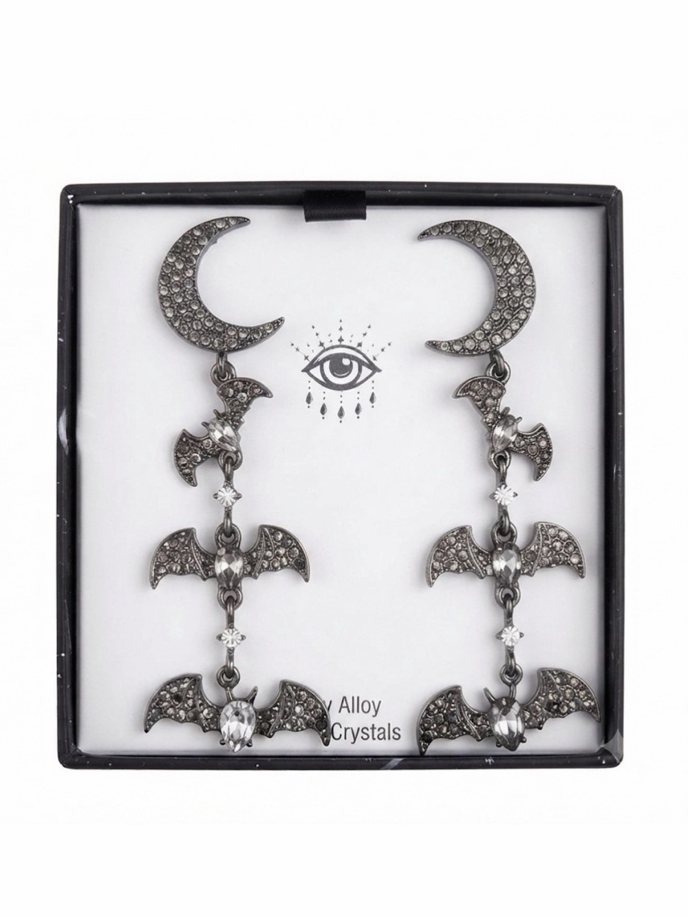 NWT ⚜️🖤⚜️ Eye Candy Celestial Moon & Bat Drop Earrings
